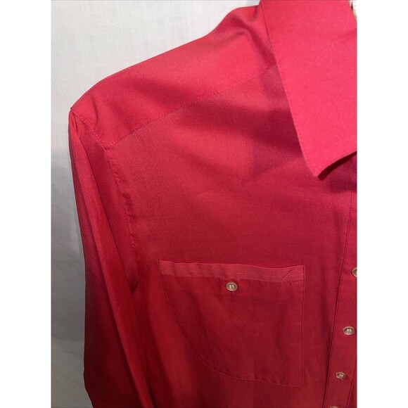 Silk Miracle Dress Shirt Women’s Size 10 Red Silk Blend Button Up Long Sleeve - Picture 5 of 12